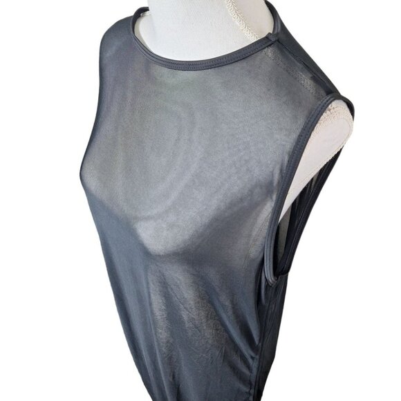 Long Sheer BlackSwimsuit Coverup Slit Side Tie Floor Sleeveless Womens Plus 2XL - Picture 2 of 7